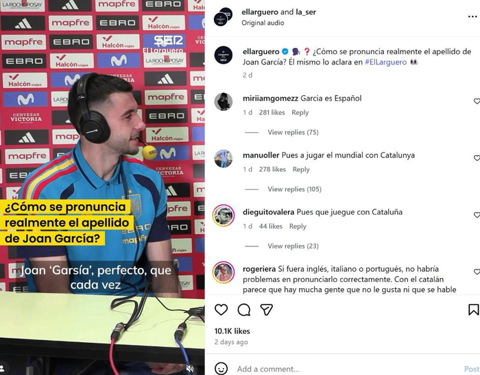 西班牙门将乔安-加西亚姓